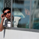 A man on a bus in Pyongyang.